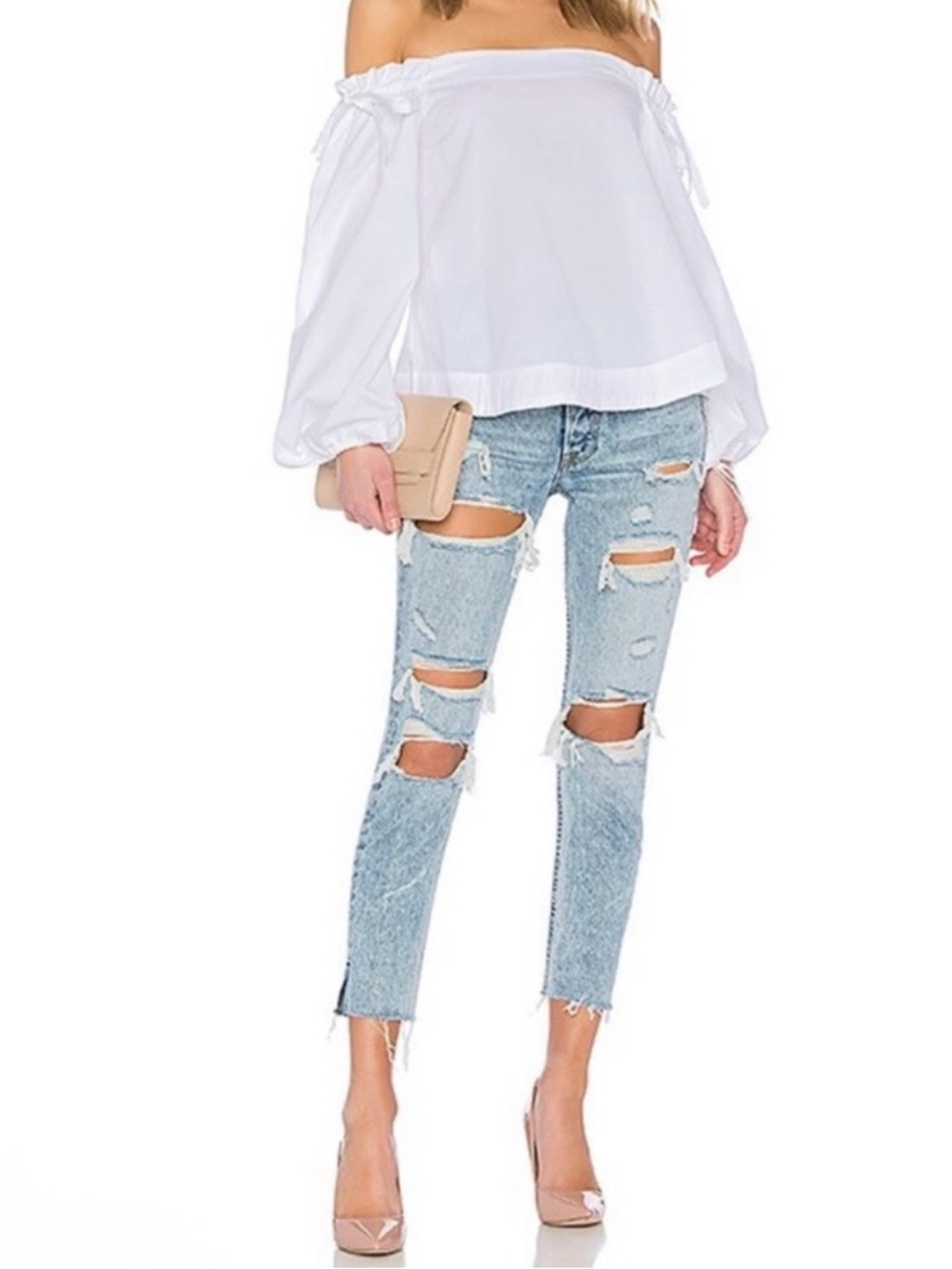 GRLFRND Women's‎ Karolina Distressed Cotton Jeans Denim Rumi Sz 27